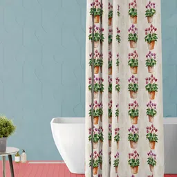 ArtzFolio Beige & Green Floral Printed Waterproof Shower Curtain-picture-38
