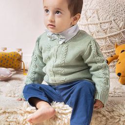 THE BABY TRUNK Kids Cable Knit Self Design Woollen Pullover-18