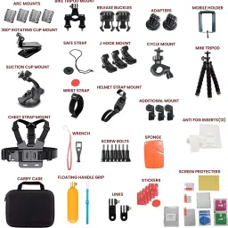 Hiffin ® Branded 61 in 1 for Go Pro Accessories Kit for Hero Strap-picture-2