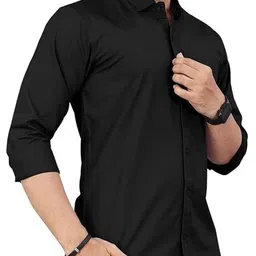 ISUEL FAB Men Black Cotton Solid Casual Shirts-picture-33