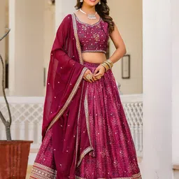 ODETTE Embroidered Ready to Wear Lehenga & Blouse With Dupatta-picture-55