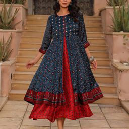 Juniper Women Ethnic Motifs Printed Fit & Flare Midi Dress-picture-52