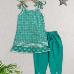 The Magic Wand Girls Floral Printed Regular Gotta Patti Kurta with Pyjamas-image-58