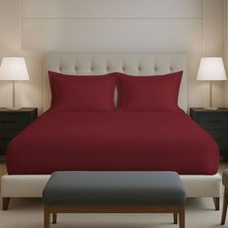 PIZUNA LINENS Red 400 TC Queen Cotton Bedsheet With 2 Pillow Covers-picture-49