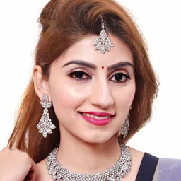 VATSALYA creation Rhodium-Plated Artificial Stone Studded Jewellery Set-image-78