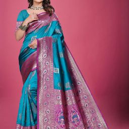 VS MALL Blue Art Silk Sarees-image-82