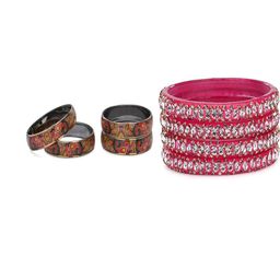 SOMIL Set Of 8 Stones Studded Glass Bangles-picture-7