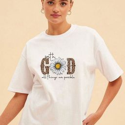 WOBE Women Floral Printed Round Neck Pure Cotton T-shirt-image-101