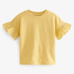 NEXT Girls Frilled Sleeve Pure Cotton T-shirt-image-91