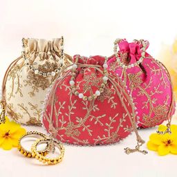 Kuber Industries Set of 3 Embroidered Potli Bags-image-55