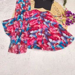 BAESD Girls Mukaish Tie and Dye Ready to Wear Lehenga & Blouse With Dupatta-image-84