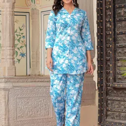 RANI PRINTS Floral Printed Lapel Collar Regular Pure Cotton Top With Trouser-picture-39