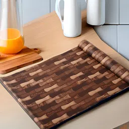Aura Brown & Beige Printed Water Resistant Anti-Slip Shelf Liner Organiser-34