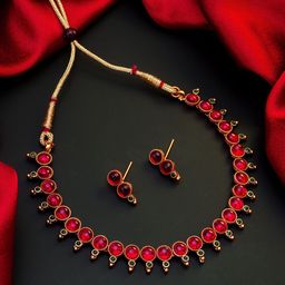 Anouk Gold-Plated Stone Studded Beaded Jewellery Set-image-39