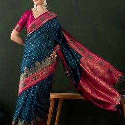 Dori Woven Design Zari Banarasi Saree with Unstitched Blouse Piece-35
