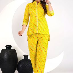 L.H HANDICRAFTS Women Bandhani Printed Regular Pure Cotton Top with Pyjamas-picture-2