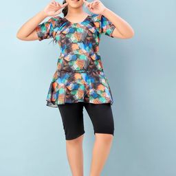 BAESD Girls Abstract Printed Swimwear With Attached Shorts-picture-5