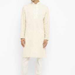 Devyom Men Printed Regular Thread Work Kurta with Pyjamas-10