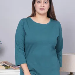 Mlada Women Stretchable Round Neck Slim Fit Solid Cotton Tshirt-picture-44