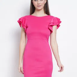 DODO & MOA Flutter Sleeve Georgette Sheath Dress-image-50