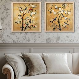 Kotart Brown & Beige 2 Pieces Floral Printed Wooden Wall Arts-picture-37