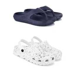 DRACKFOOT Men Set Of 2 Printed Stylish Clogs & Thong Flip-Flops-6
