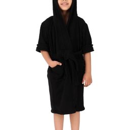 COMFORTLOOMS Unisex Black Casual Cotton Knee Length Bath Robe-image-24