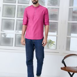 See Designs Cotton Mandarin Collar Straight Short Kurta-image-58