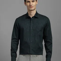 Louis Philippe Ethnic Motifs Printed Spread Collar Formal Cotton Shirt-picture-33