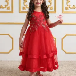 Mark and Mia Girls Embroidered Pearls Detailing Maxi Dress-image-22