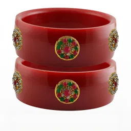 Vidhya Kangan Red Plastic Bangles-image-3