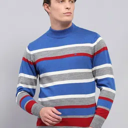 Monte Carlo Men Striped Woollen Pullover-image-97