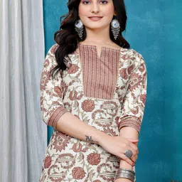 HEMANG FASHION Women Floral Printed Pure Cotton Kurta with Palazzos-picture-48