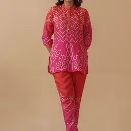 Sangria Embroidered & Printed Tunic & Trouser Co-Ord Set-picture-15