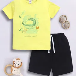 LITTLE NINJA Boys Printed Round Neck Pure Cotton Top With Shorts-picture-14