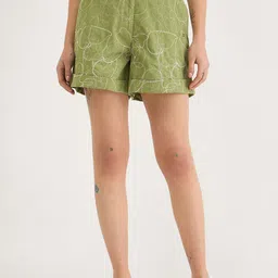 ELLE Women Printed Embroidered Mid Rise Relaxed Fit Regular Shorts-image-25