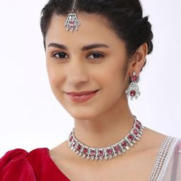 VATSALYA creation Alloy Gold- plated Pink Jewellery Set-14