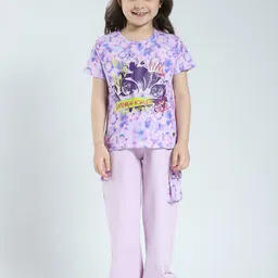 Monte Carlo Girls Printed Round Neck T-shirt With Jogger-image-27