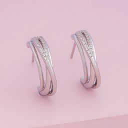 Kushal's Fashion Jewellery Rhodium-Plated Party Trendy Zircon Classic Half Hoop Earrings-picture-38