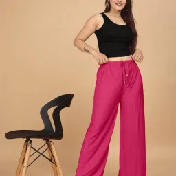 Women Regular Fit Pink Lycra Blend Trousers-image-28