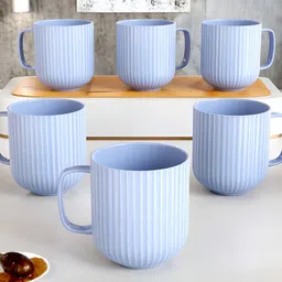 The Earth Store Blue 6 Pcs Printed Microwave Safe Glossy Finish Ceramic Mugs 330 ml Each-15