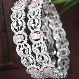 Anouk Set Of 2 Silver-Plated American Diamond Studded Bangles-23
