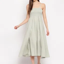 Aawari Women Smocked A-Line Midi Dress-image-76