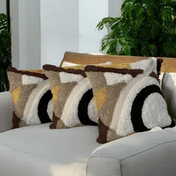 LUSHLYF White & Brown Quirky Square Cushion Covers-31
