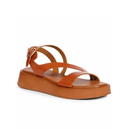 Viviblu Leather Platform Sandals with Buckles-45