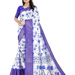 J 6 DESIGNER Floral Zari Silk Blend Block Print Saree-picture-14