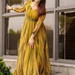 Jash Creation Floral Print Crepe Fit & Flare Maxi Dress-image-13