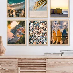 Kotart Brown & White 6 and more Piece Wood Abstract Wall Paintings-17