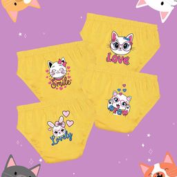NUSYL Girls Pack Of 4 Printed Pure Cotton Basic Briefs NUGCBRFPO4.-image-51