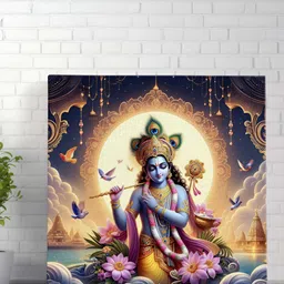 SAF Gold-Toned & Blue Religious Printed Canvas Wall Art-image-18